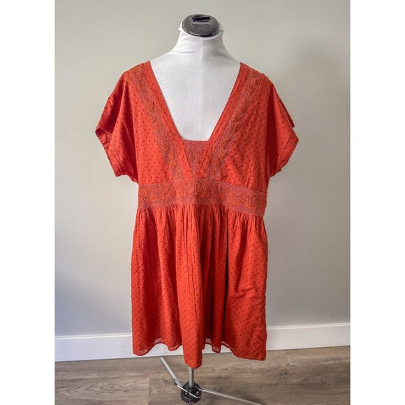 Shyanne Embroidered Boho Babydoll Summer Dress in Rust - Picture 2 of 12